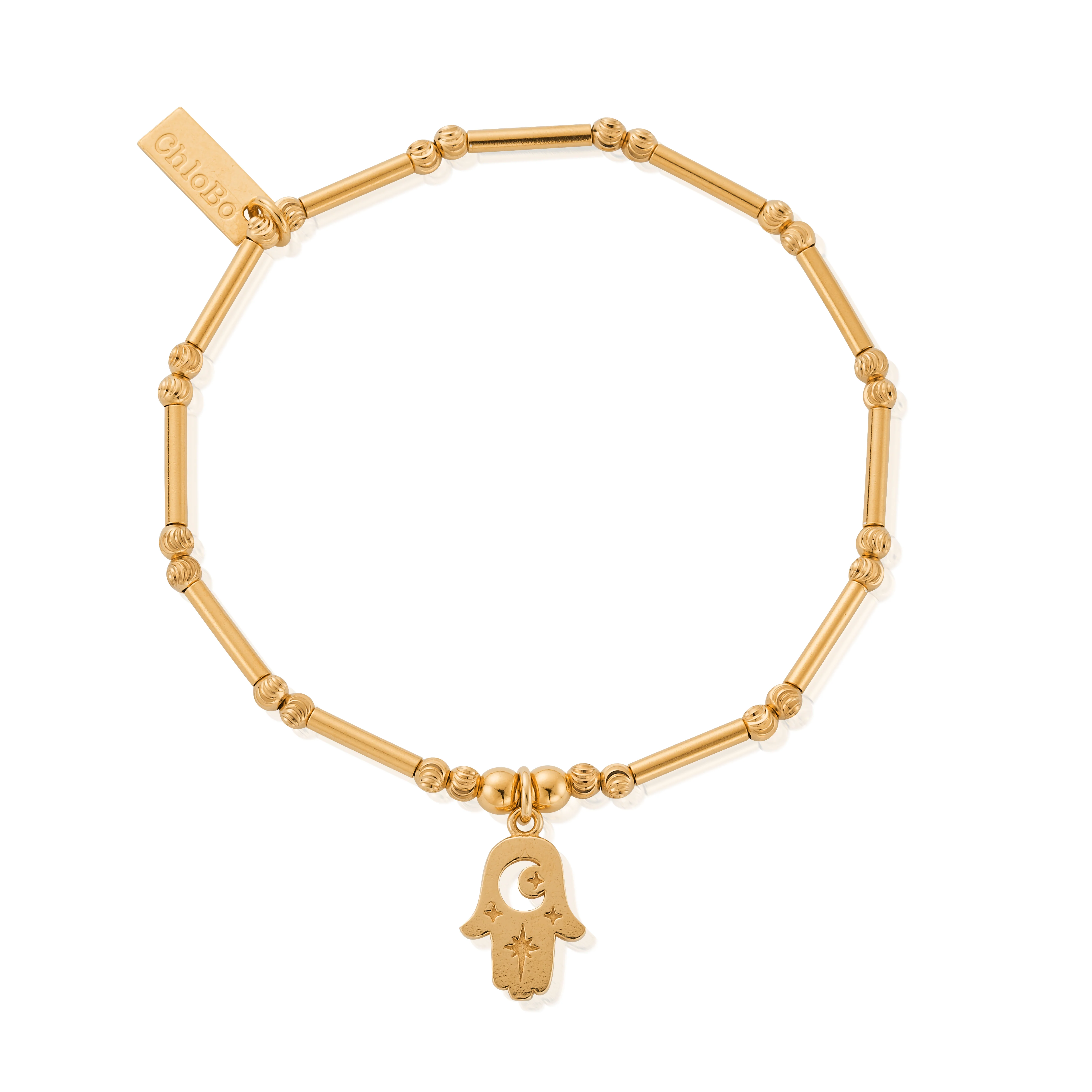 Dainty Moon Cut Sparkle Hamsa Bracelet - Image 3