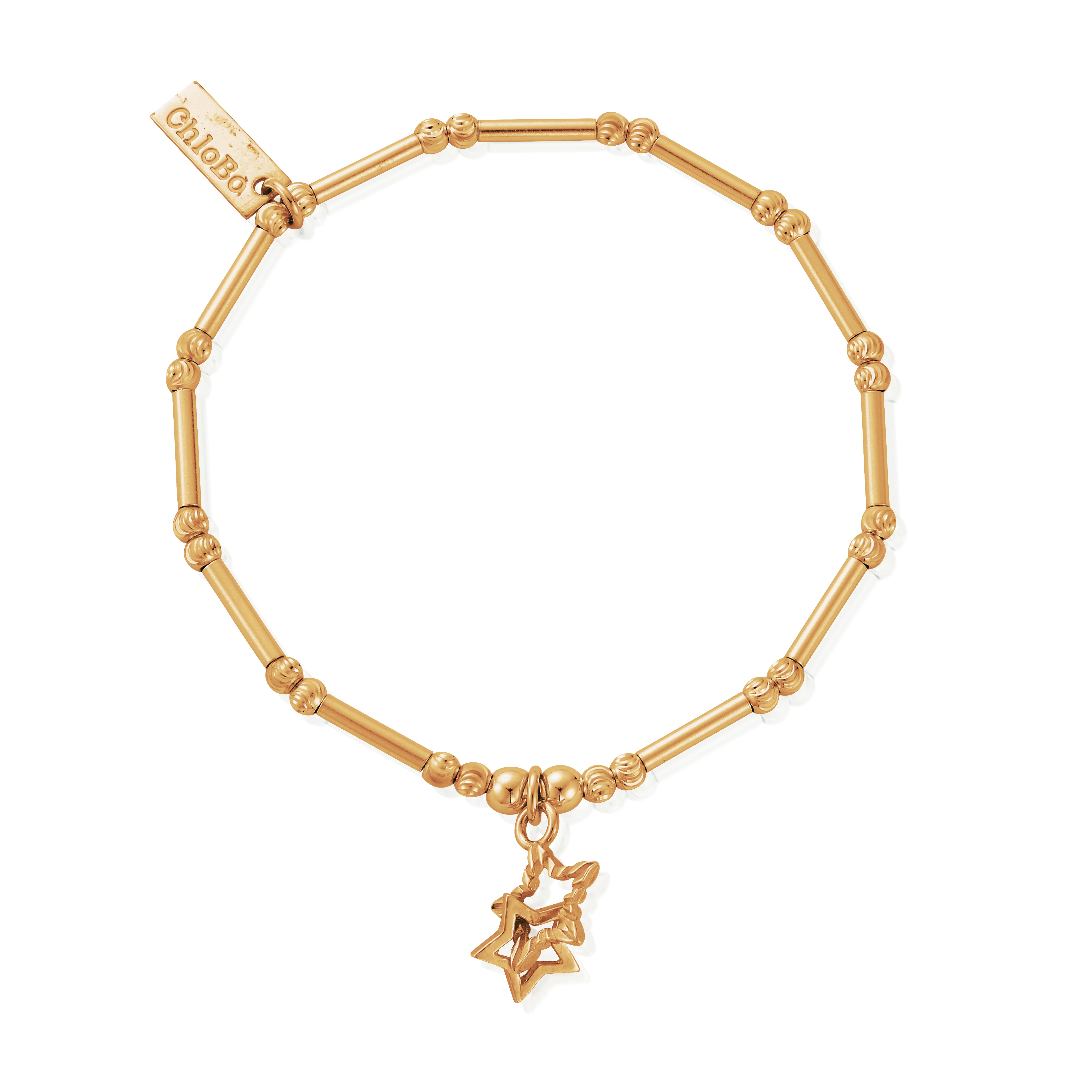 Dainty Moon Cut Sparkle Interlocking Star Bracelet - Image 3