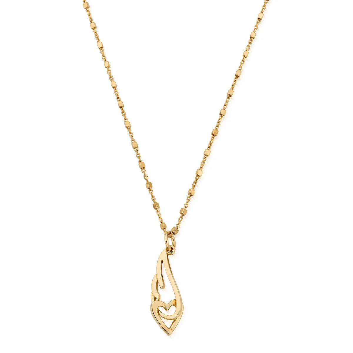 Delicate Cube Chain Interlocking Heart & Angel Wing Necklace - Image 8
