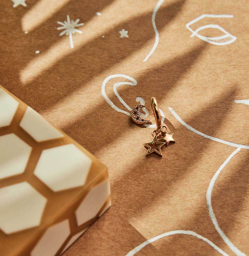 Double Star Small Hoop Earrings - Image 3