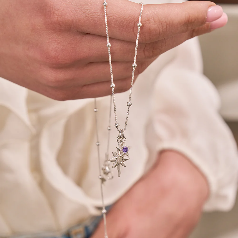 February Mini Star Birthstone Pendant Charm - Image 2