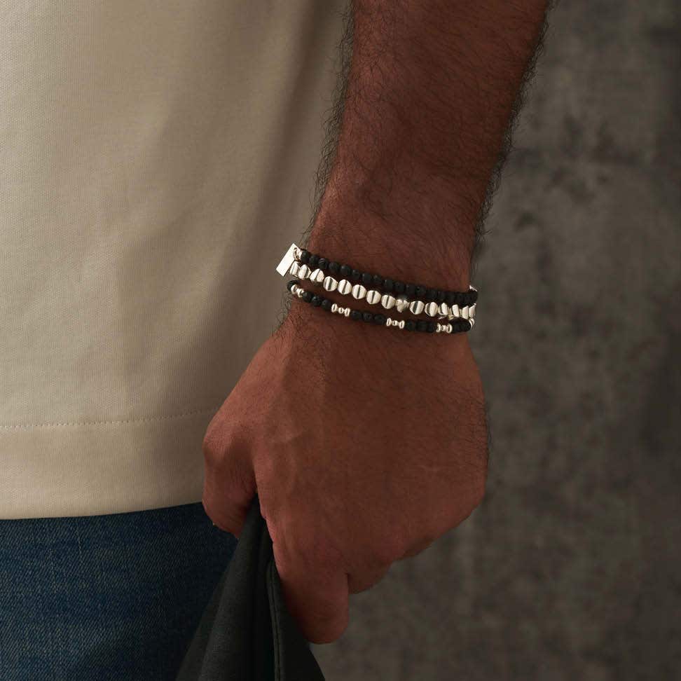 Men's Black Lava Saucer Bracelet - Image 2