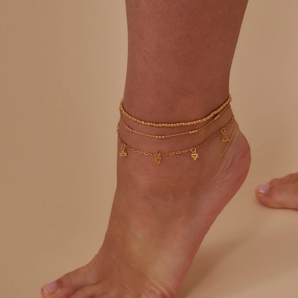 Mini Cute Triple Bobble Chain Anklet - Image 3