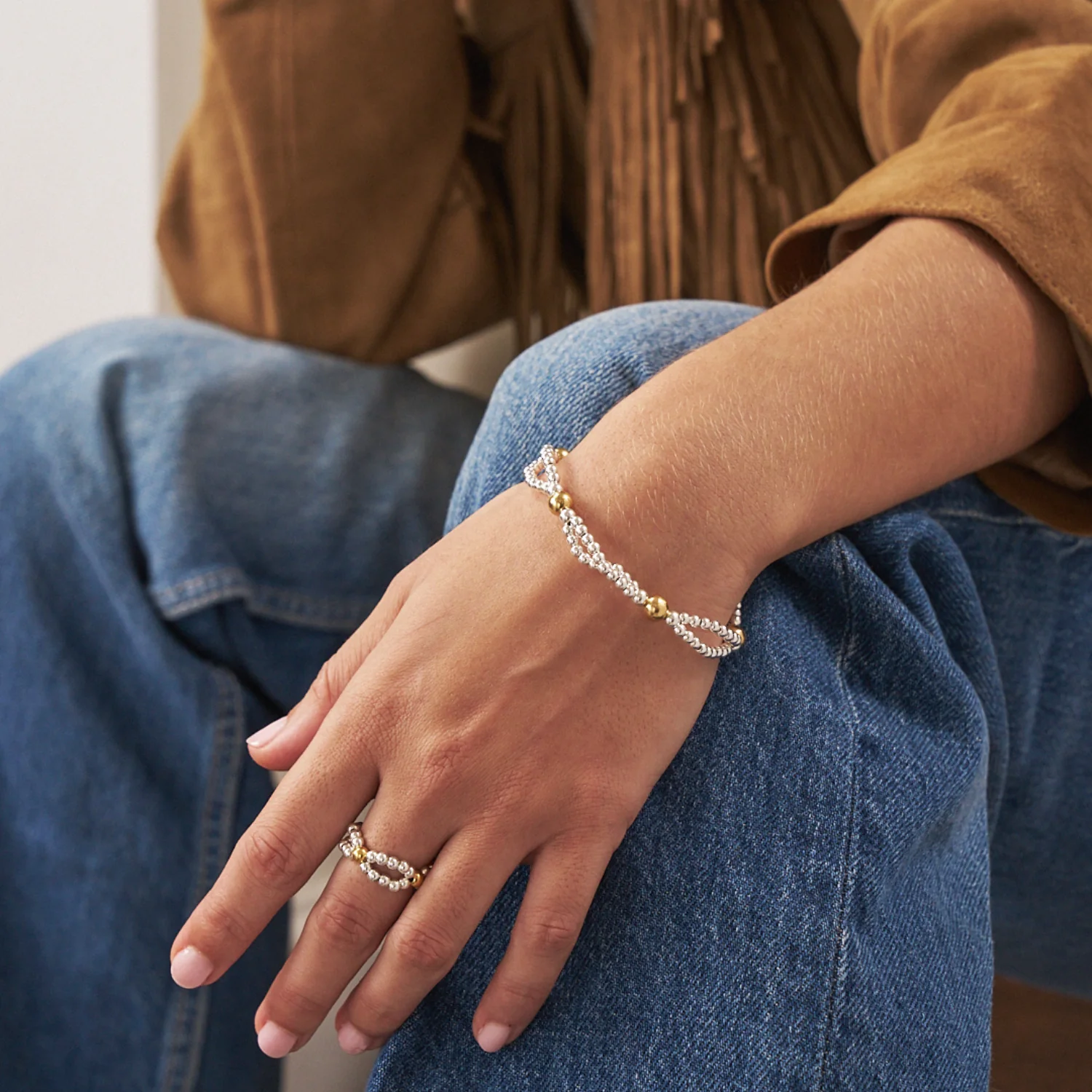 Mixed Metal Entwined Double Ring - Image 3