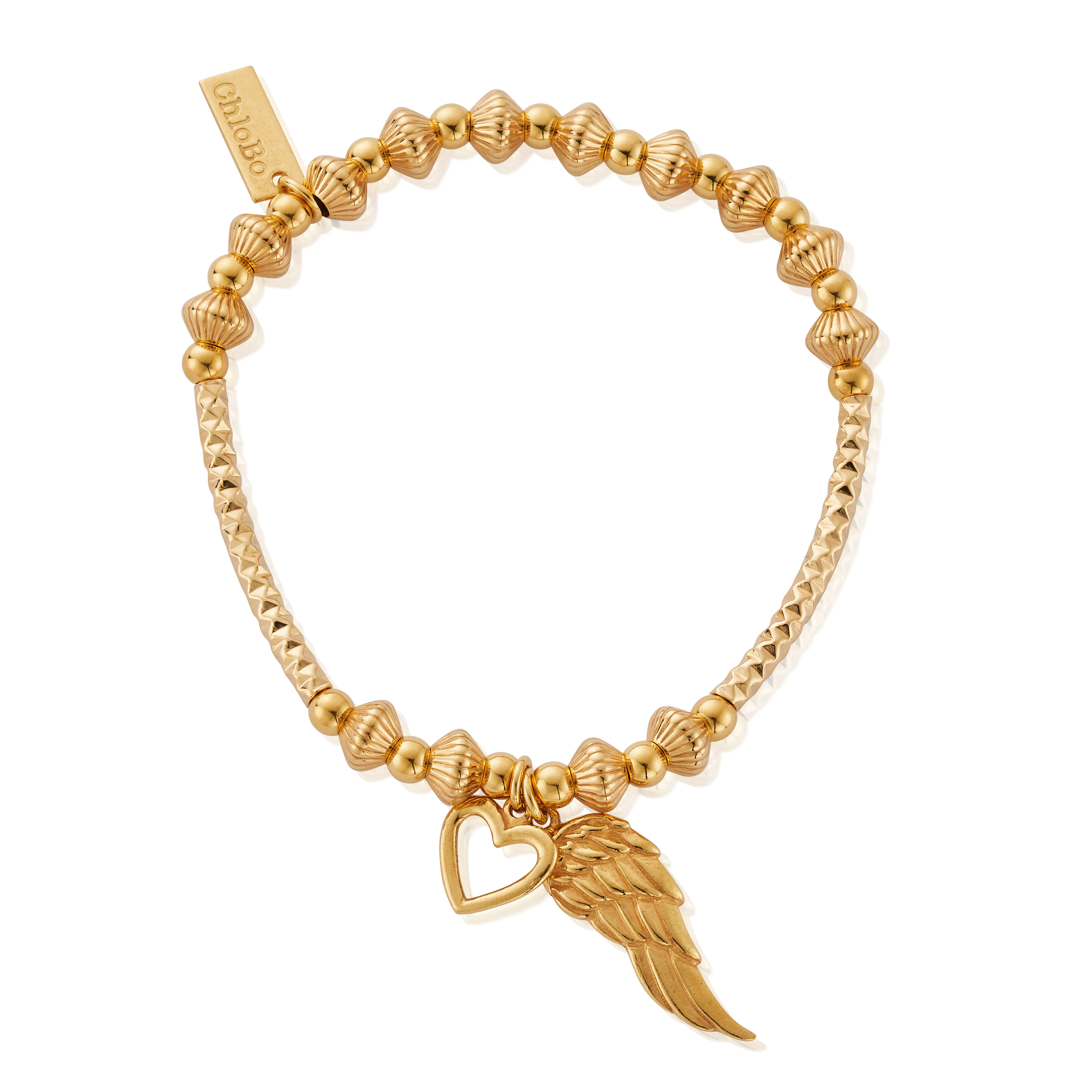 Pattern Noodle Disc Heart And Angel Wing Bracelet - Image 3
