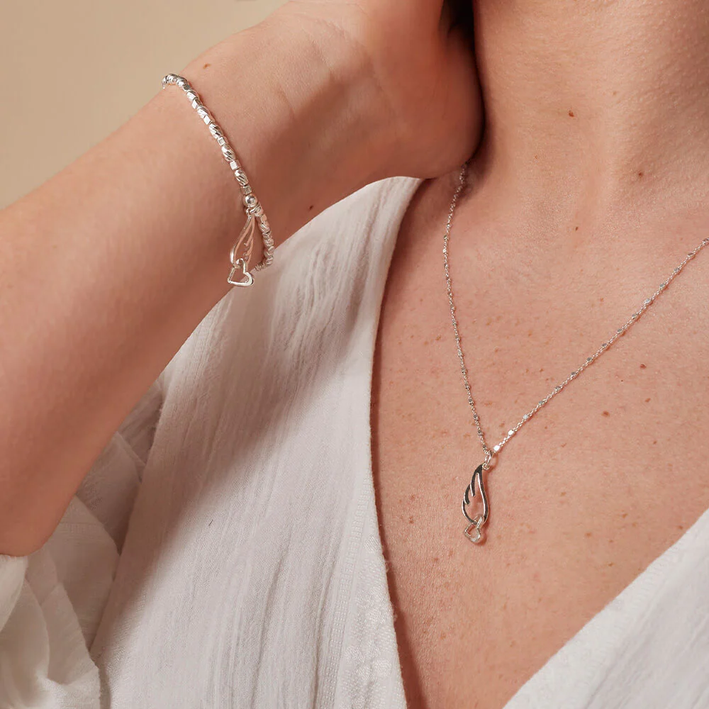 Soul Glow Interlocking Heart & Angel Wing Bracelet - Image 4